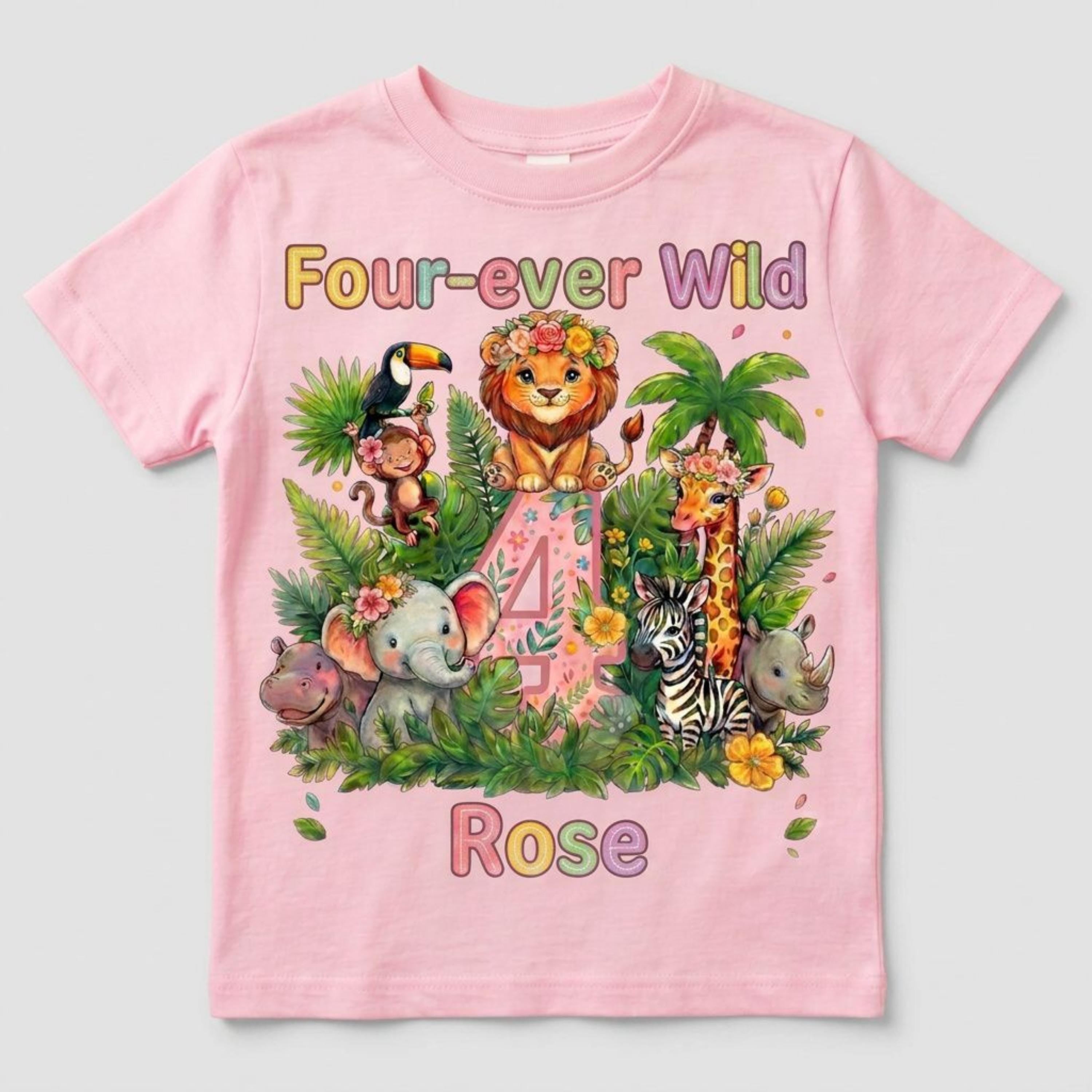 Custom Safari Birthday Girl Shirt, Personalized Jungle Animals Tee