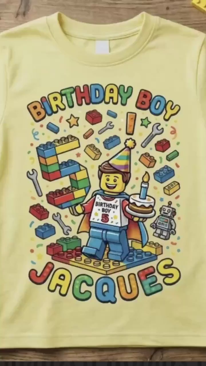 Custom Blocks Builder Birthday Boy Shirt, Personalized Tee